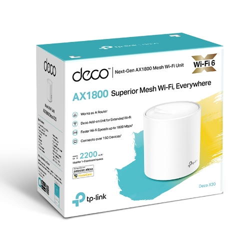 Deco X20(1-pack)(US).AX1800 Whole Home Mesh Wi-Fi 6 Unit